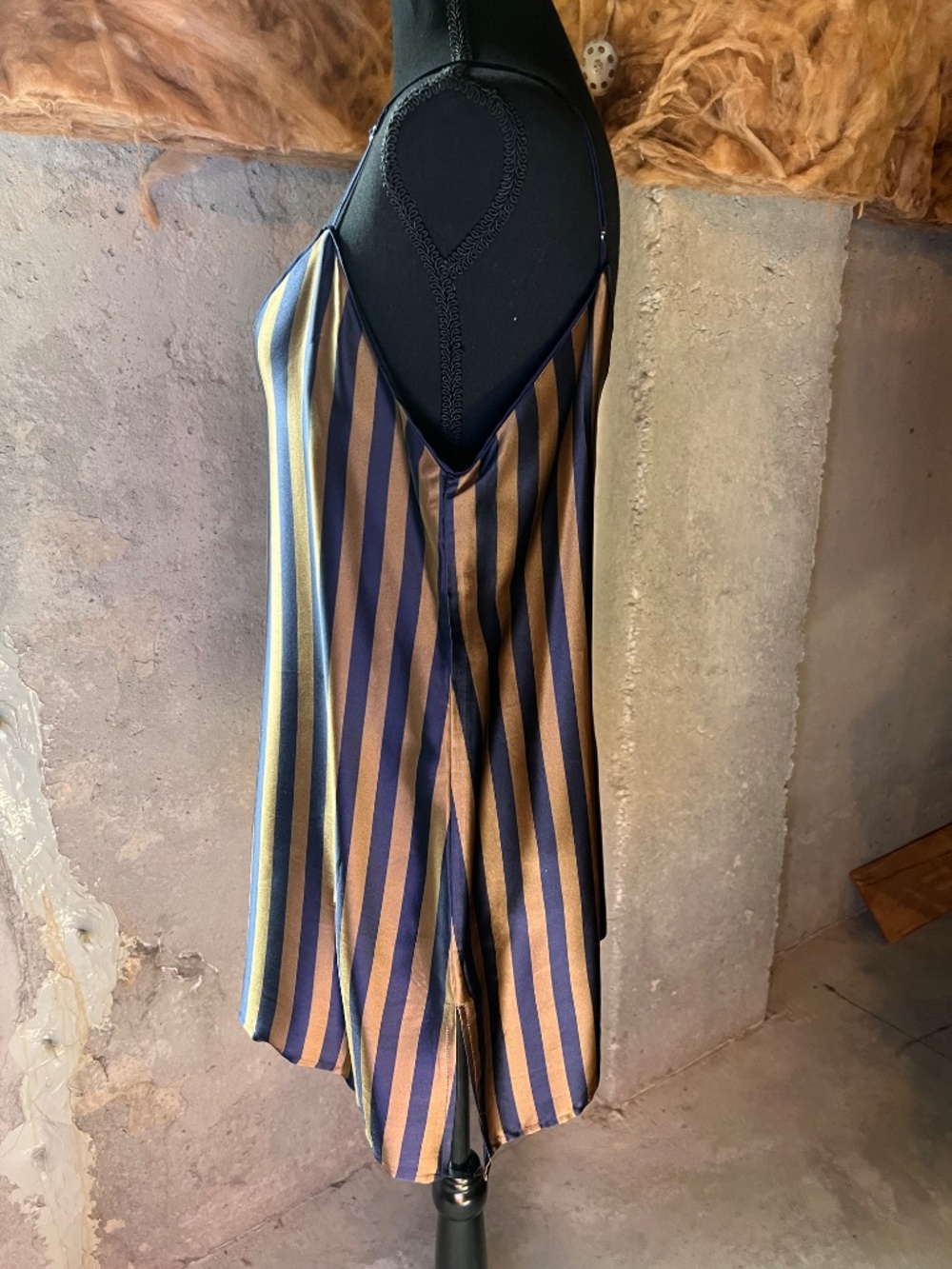 Gold Hawk Blue & Olive Striped Silk Cami - Picture 3 of 8